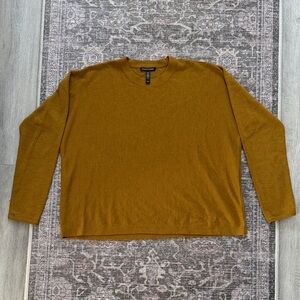 Eileen Fisher merino wool mustard crewneck sweater NWT size XS